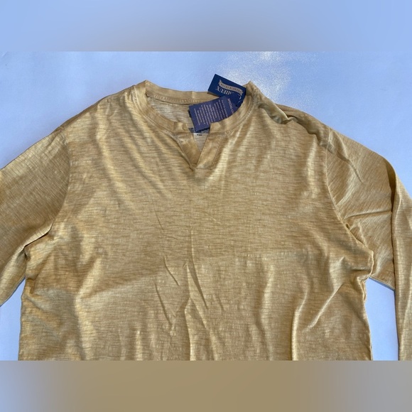 NEW Size XXL Mens Cremieux Denim Long Sleeve Shirt V-Neck Cotton Curry Yellow - Picture 4 of 6